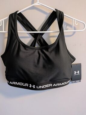 Under Armour Black Cross-Back Logo Sports Bra